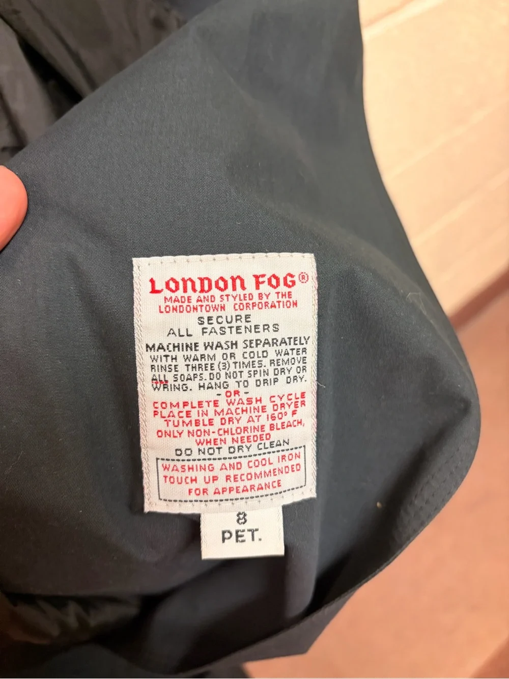 London Fog Navy Double-Breasted Trench Coat with Belt